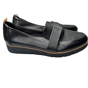 DR SCHOLLS Women's Black Cushioned Webster Wedge Slip On Heeled Loafers Size 10